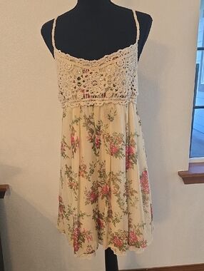 Christina Cream Dress with Pink and Green Floral Print